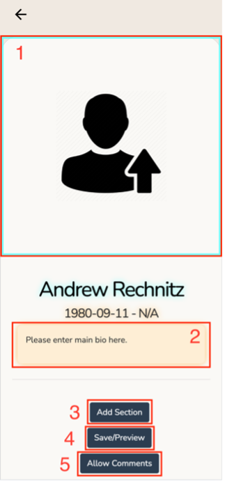 Profile page